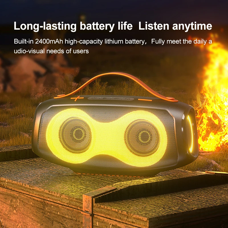 

20W high-power portable portable color LED Bluetooth speaker with multifunctional and long-lasting battery life TF card playback