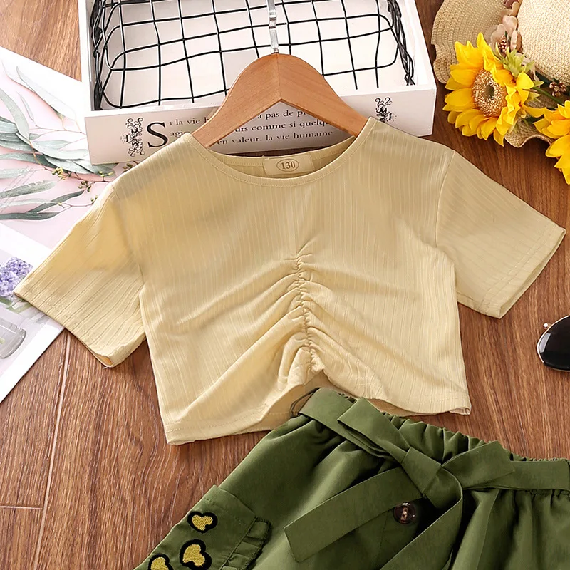 

Toddler Kids Coctumes for Girls Dress Summer 2022 New Fashion Short Sleeve Cotton Tops+Skirt 2Pcs Outfits Set Children Clothing