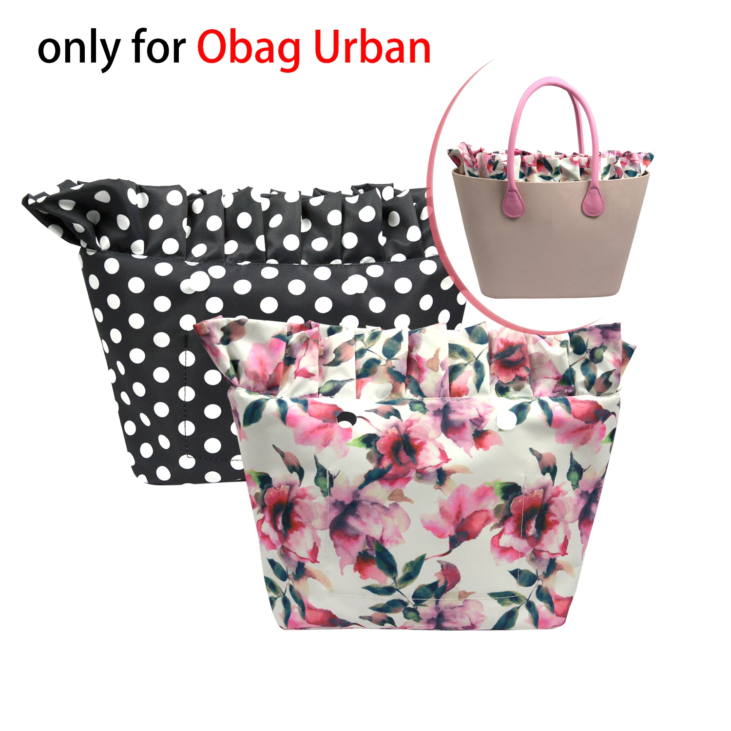 

【only for Obag Urban】2023 New Composite Twill Cloth Waterproof Frill Pleat Inner Lining Insert Zipper Pocket for O Bag Urban