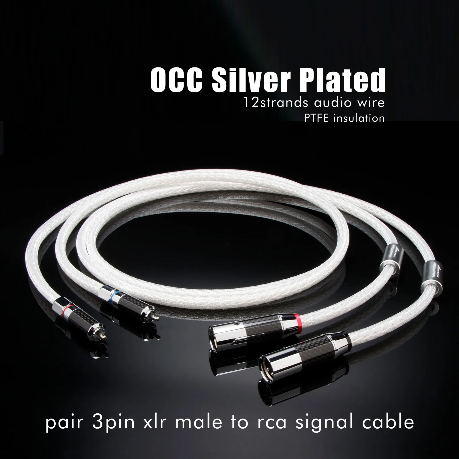 Фото Пара кабелей XLR 7N OCC с серебряным покрытием, сбалансированный кабель XLR-RCA с сетевой защитой для микшера и усилителя №4