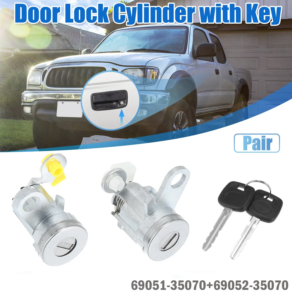 

1 Pair Car Front Door Lock Cylinder W/h Keys For Toyota For Tacoma 1995-2004 6905135070 6905235070 Door Lock Cylinders Metal