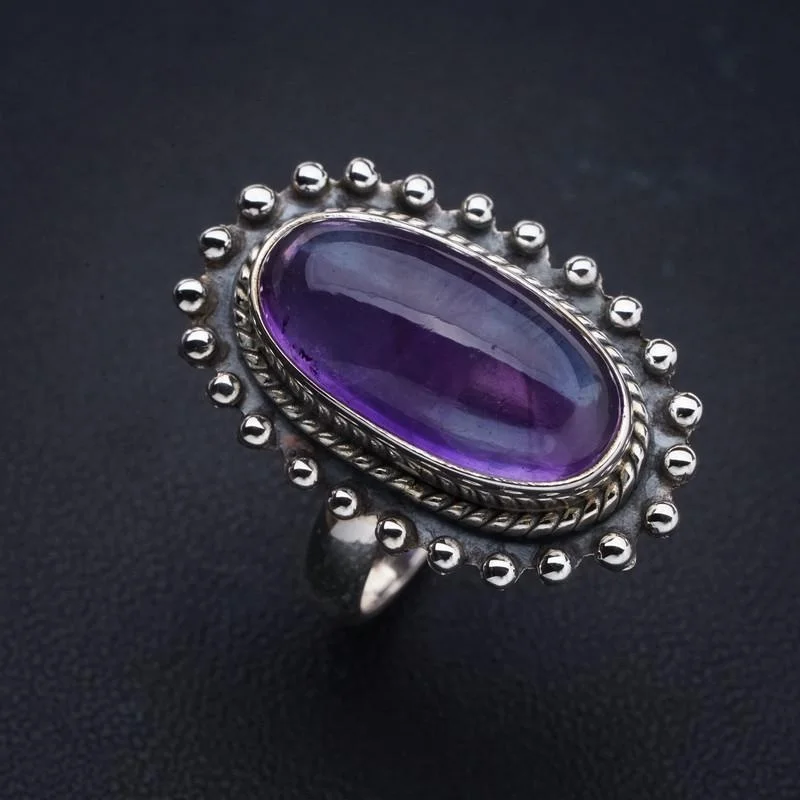 

StarGems Natural Amethyst Handmade 925 Sterling Silver Ring 7 E9248