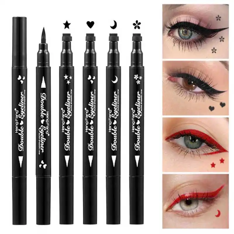 

Double Head Moon Star Heart Flower Liquid Eyeliner Pen Black Stamp Makeup Seal Eyeliner Pencil Waterproof Cosmetic