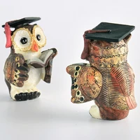 american retro resin owl playing creative resin owl wine cabinet statues sculpture home wedding decoration dies