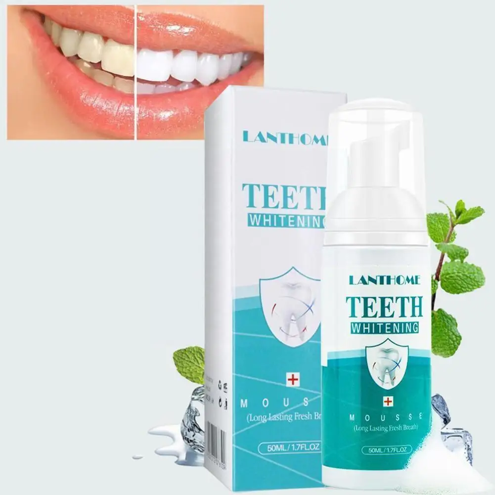 

50g Breath Teeth Whitening Cleansing Mousse Remove Mousse Toothpaste Stains Bubble Odor Dental Care Foam Tooth Plaque X3N4