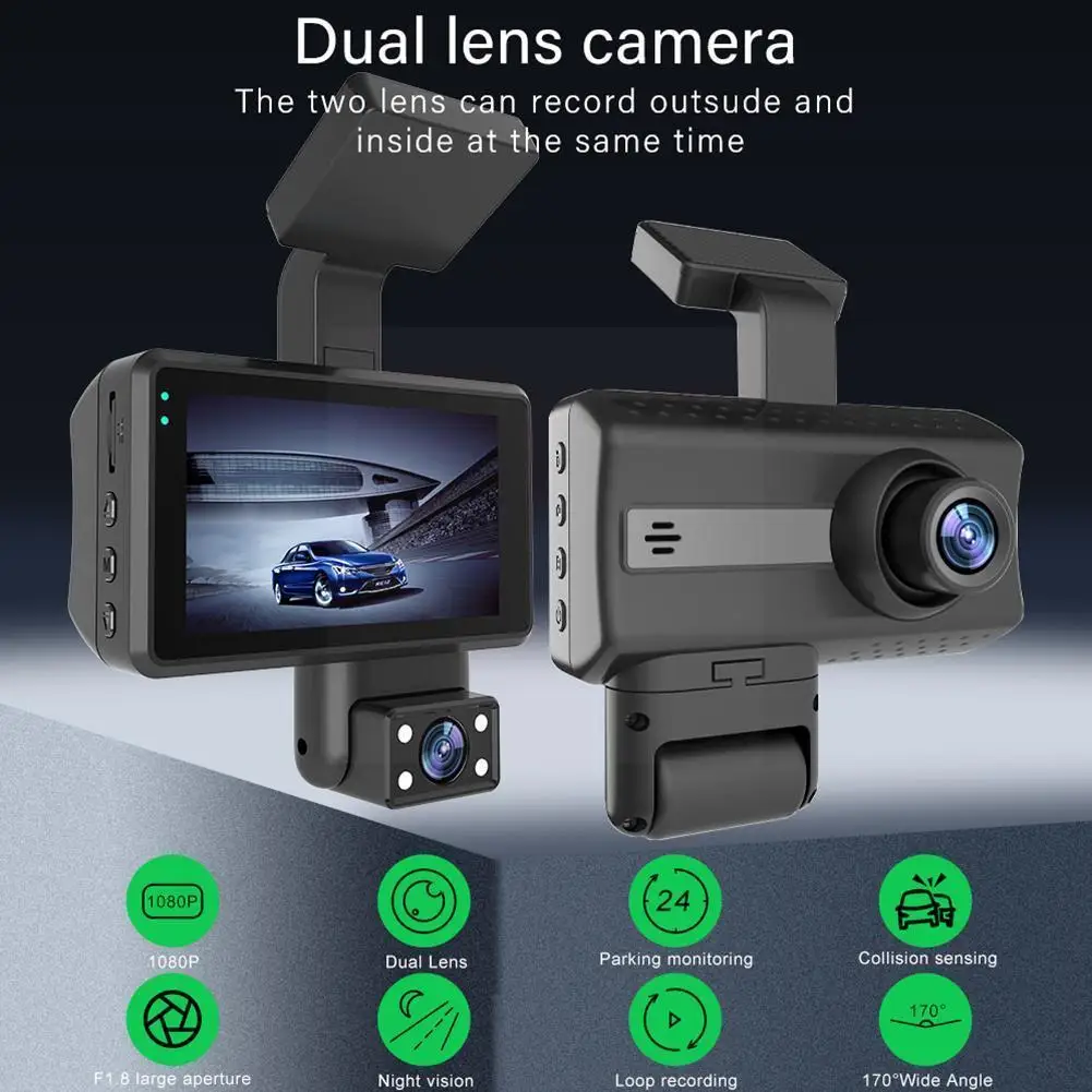

Автомобильный видеорегистратор HD1080P, двойной объектив, видеорегистратор, автомобильный черный монитор, видеорегистратор с 2 зрениями, Авто...