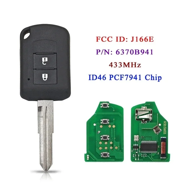 

KEYECU 433 МГц PCF7941 ID46 J166E для Mitsubishi Lancer Mirage Outlander ASX 2/3 кнопки дистанционного управления P/N: 6370B943 6370B941