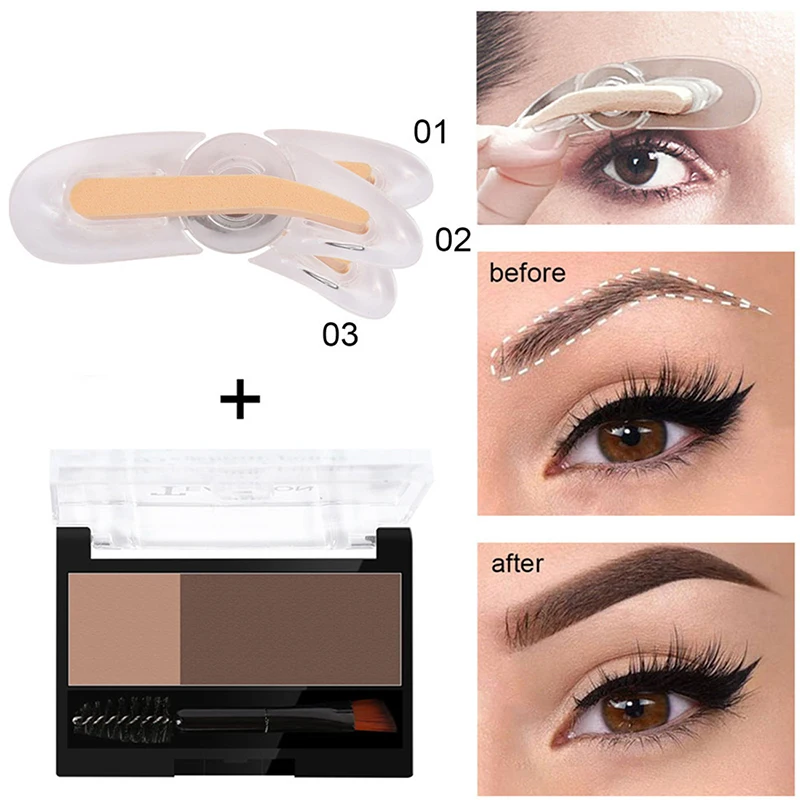 

2-color Eyebrow Powder Adjustable Eyebrow Stamp Brown Eyebrow Cream Natural Contour Not Easy to Smudge Brow Lamination Makeup