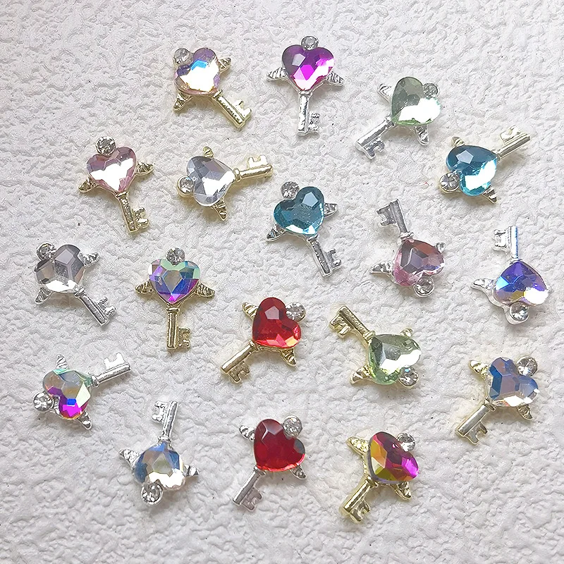 

20 шт. цветные циркониевые ключи из сплава украшения для ногтей блестящие кристаллы Персиковое сердце металлические аксессуары для маникюр...