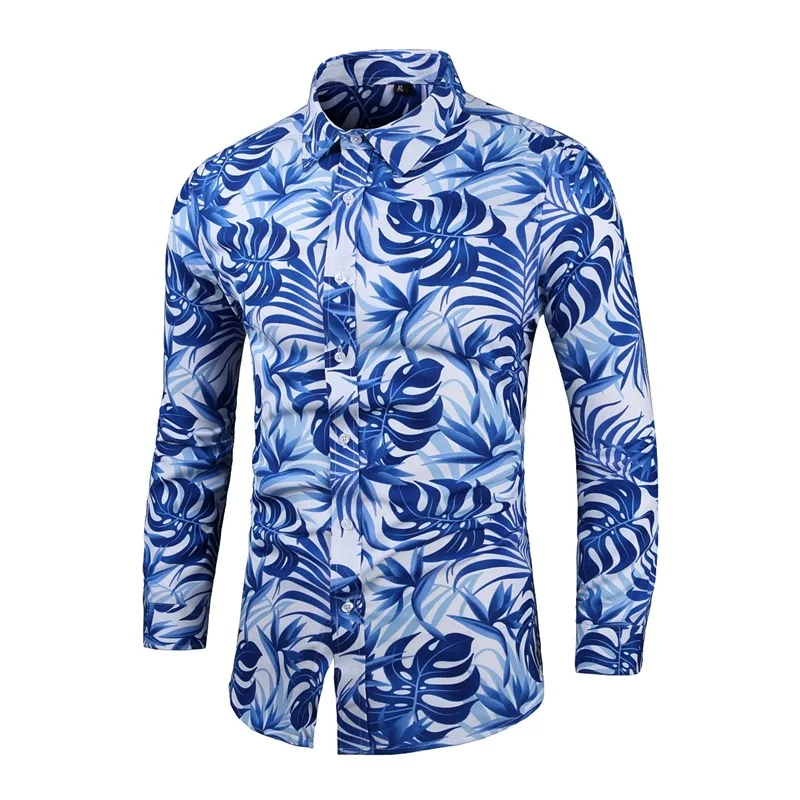 

Men Clothing 2022 New Men's Long Sleeve Large Size Lapel Printed Shirt Fashion Stretch Casual Shirt for Men
