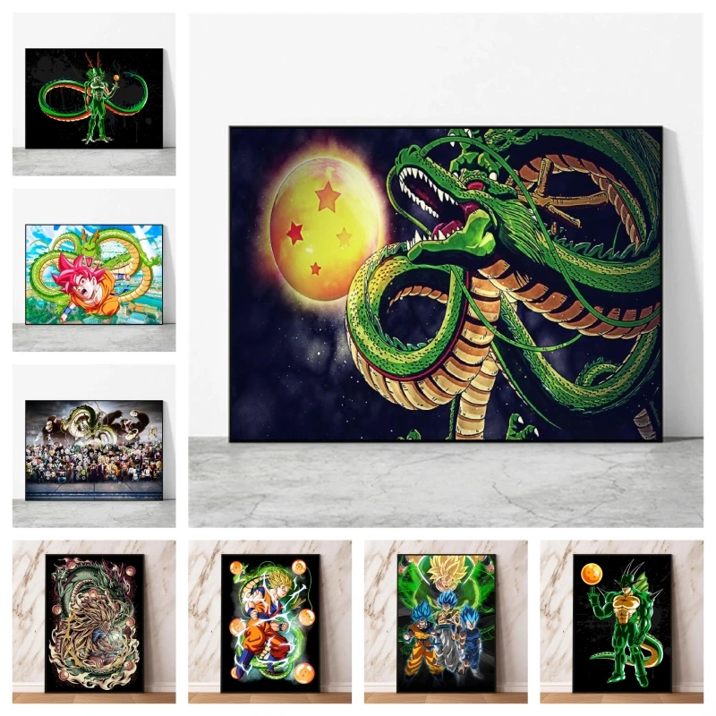 

Canvas Artwork Painting Dragon Ball Son Goku Aesthetic Poster Hanging Comics Pictures Living Room Kid Action Figures