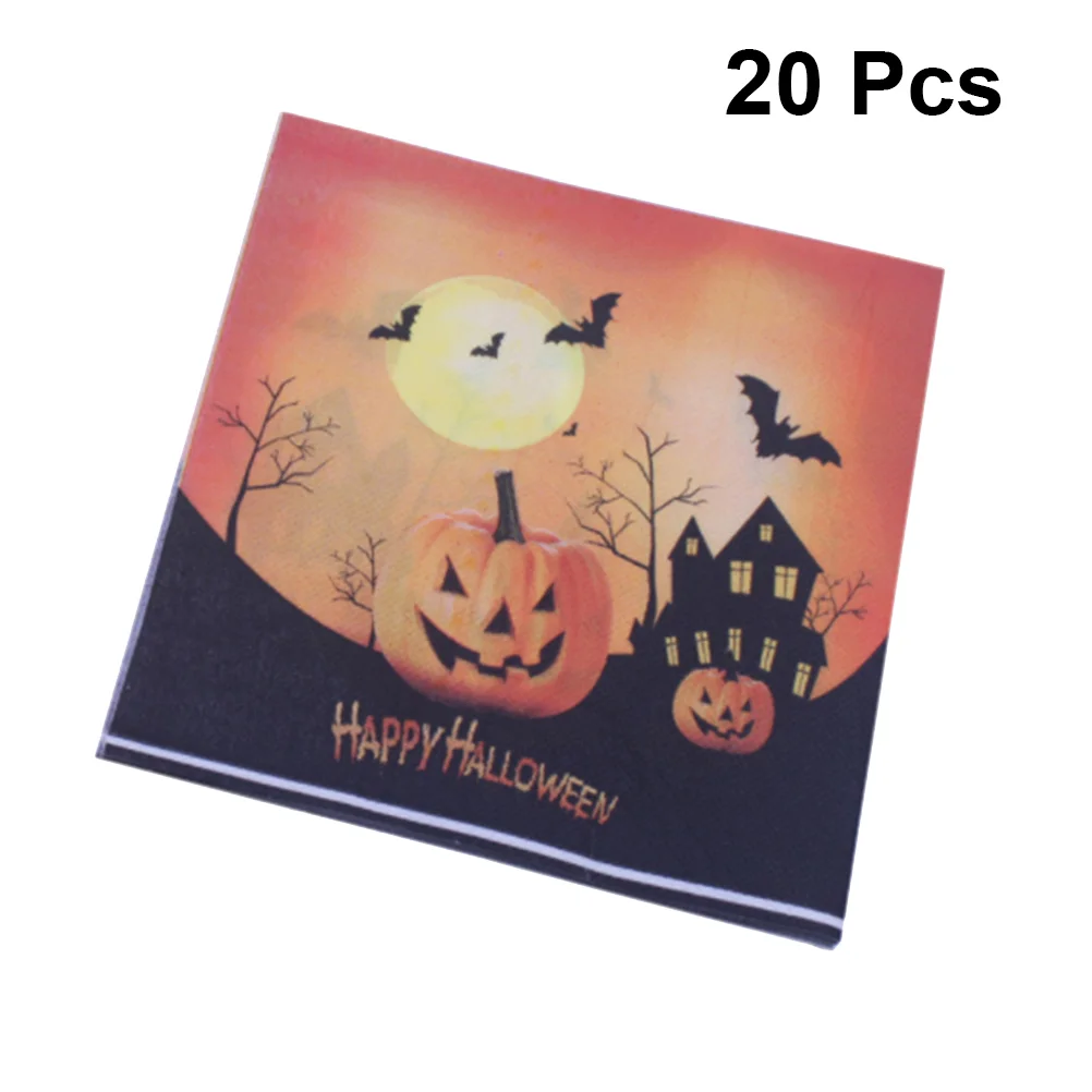 

20 Sheets Napkin Printing Creative Bat Pumpkin Paper Towels