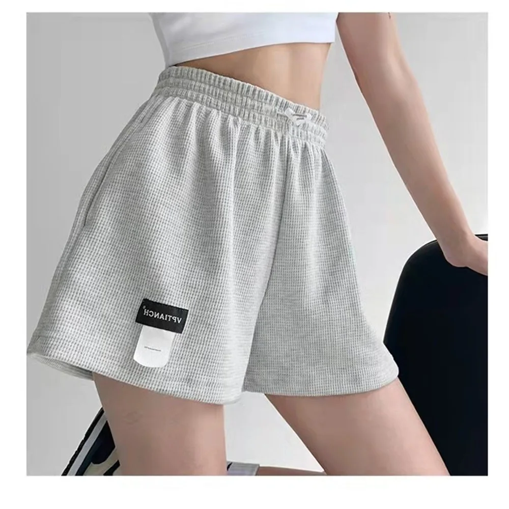 

Summer Shorts Loose Women's Waffle High Waisted Sports Shorts Loose