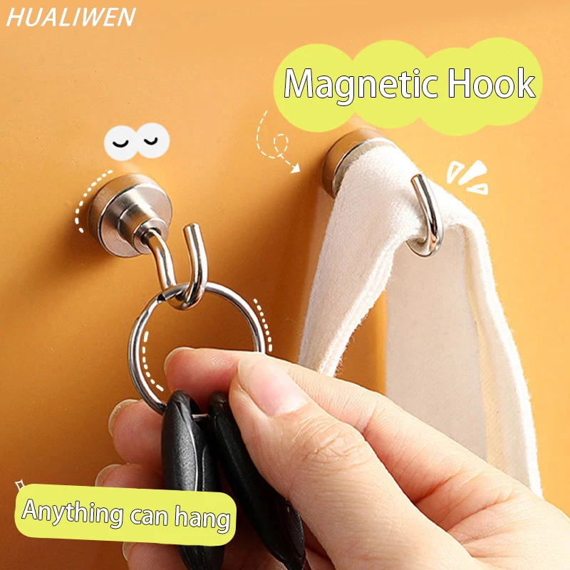

1Pcs Powerful Magnetic Hook Wall-mounted Hanger Hook Heavy Magnet Hook Kitchen Wardrobe Household Storage Tools