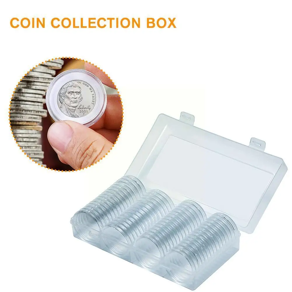 

30mm Coin Capsules Storage Box Souvenir Coins Protector Holder Collection Clear Display Organizer Plastic For Gift O9q7
