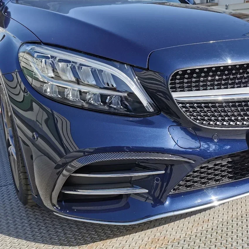Фото Для Mercedes-Benz C-Class W205 FACELIFT C200 C260 2019-2023: накладка на решетку переднего бампера, декоративная накладка на противотуманные фары, наклейка-полоса №3