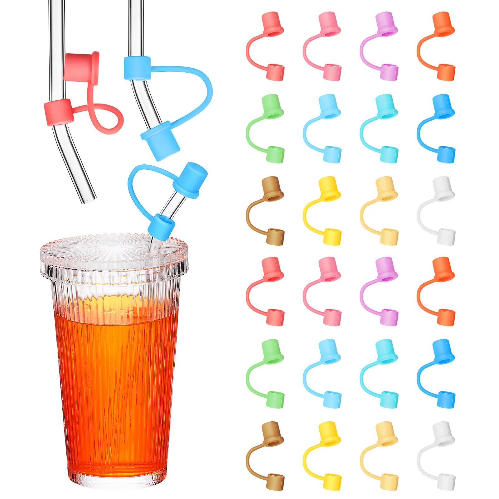 

10mm Silicone Straw Tips Drinking Dust Cap Splash Proof Plugs Cover Reusable Straw Sealing Tools Kitchen Bar Tools