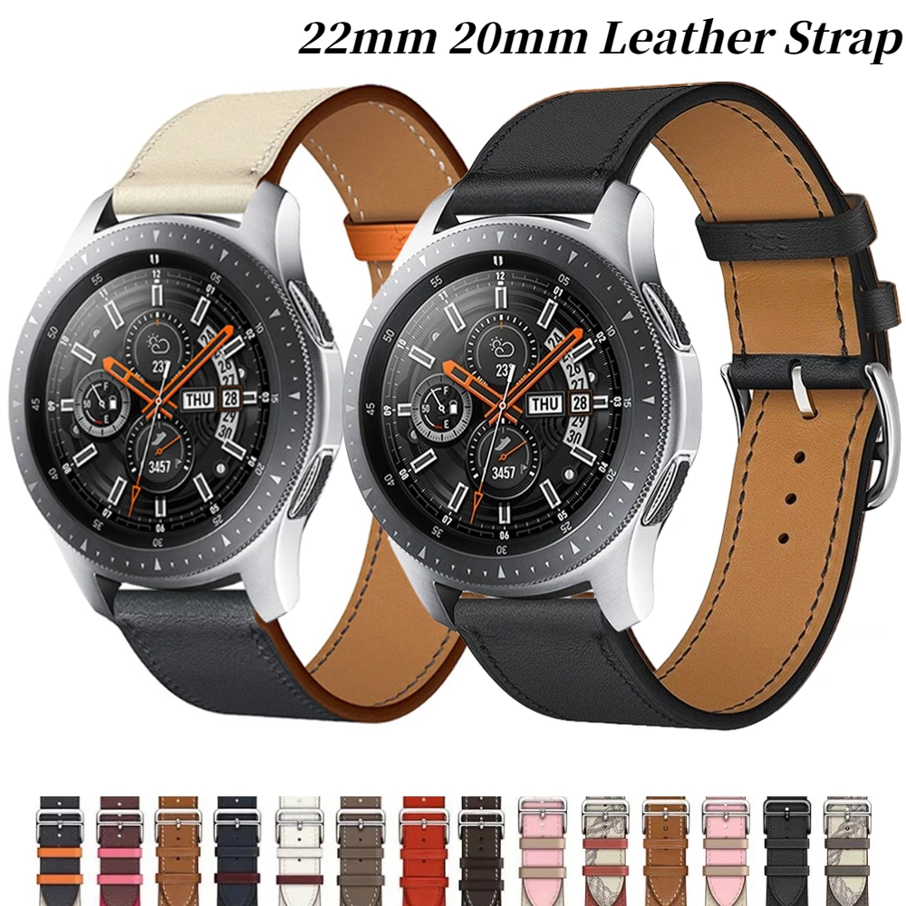 

22mm 20mm Leather strap For Samsung Galaxy 3/4/5 Gear S3 Huawei watch 3/GT3 Pro Bracelet Watchband Belt Amazfit GTR/Stratos Band