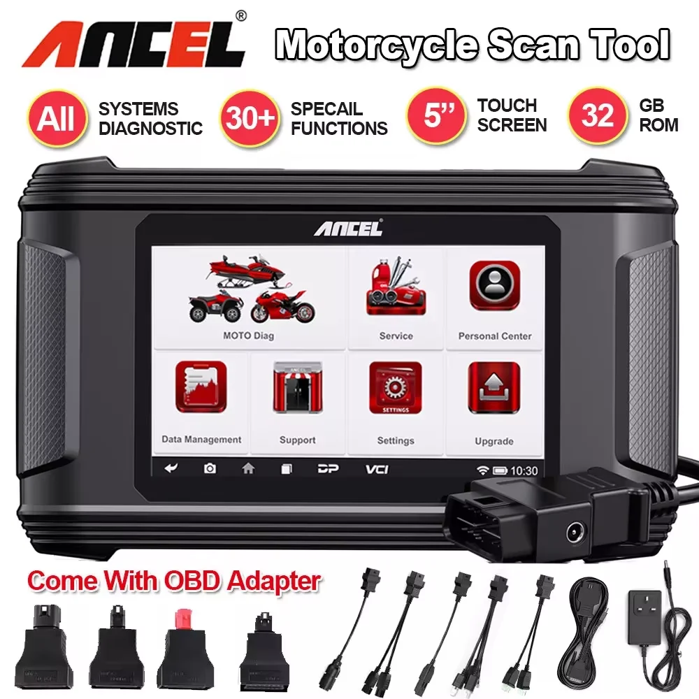 Фото ANCEL MT500 Pro мотоциклетный сканер, полная система масла, ЭБУ, сброс дроссельной заслонки, регулировка холостого хода, OBD2, диагностический инструмент для сканирования мотоцикла №1