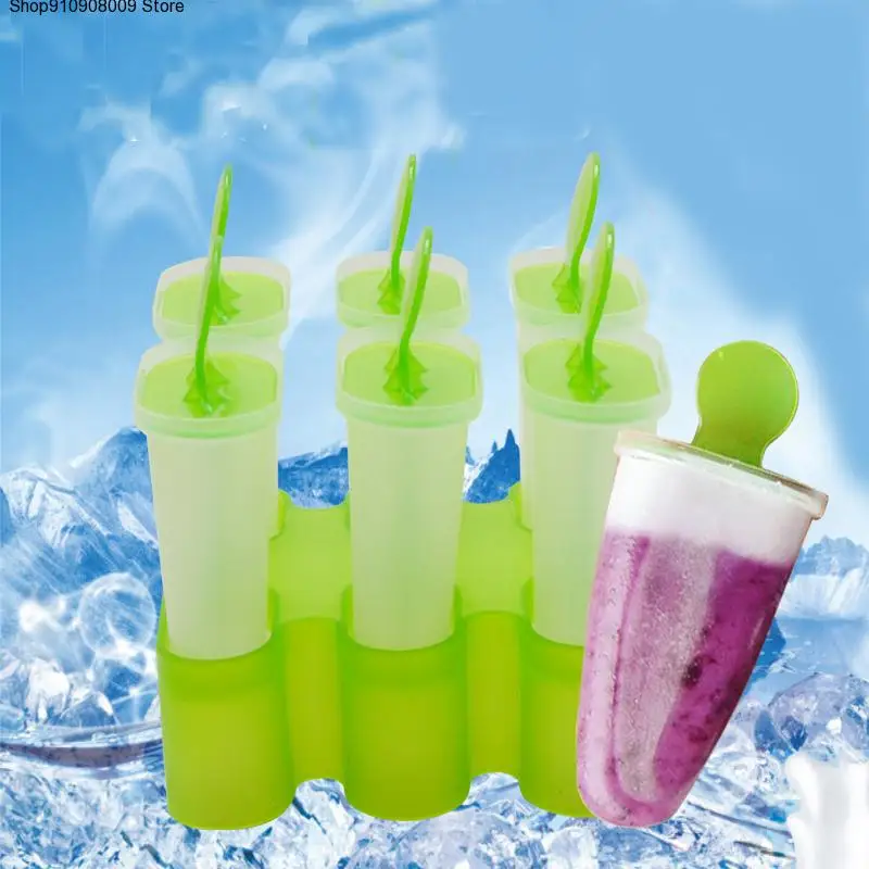 

Ice Cube Molds Lolly Mould Tray Pan Kitchen 6 Cell Frozen Popsicle MakerDIY Cream Tools Cooking tools Randomly color