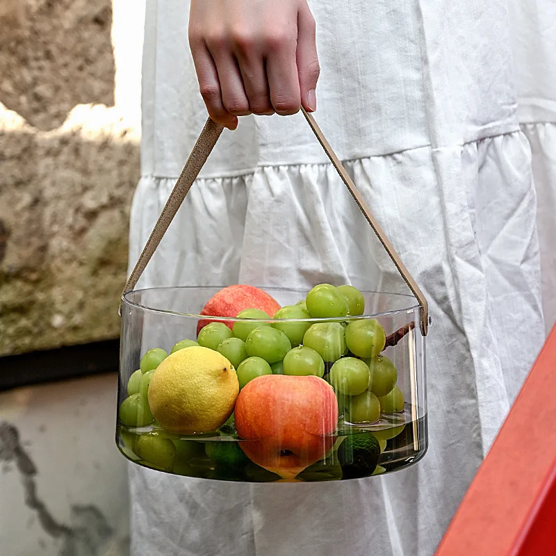

Portable Transparent Fruit Hand Bucket PET Ice Bucket Plastic Desktop Flower Ice Cube Bucket Outdoor Picnic Storage Basket