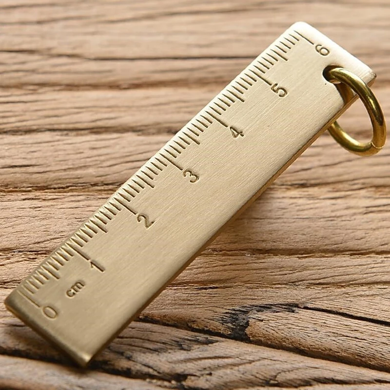 

6cm Scale Small Brass Ruler Metal Key Pendant Office School Stationery Painting Measuring Tools