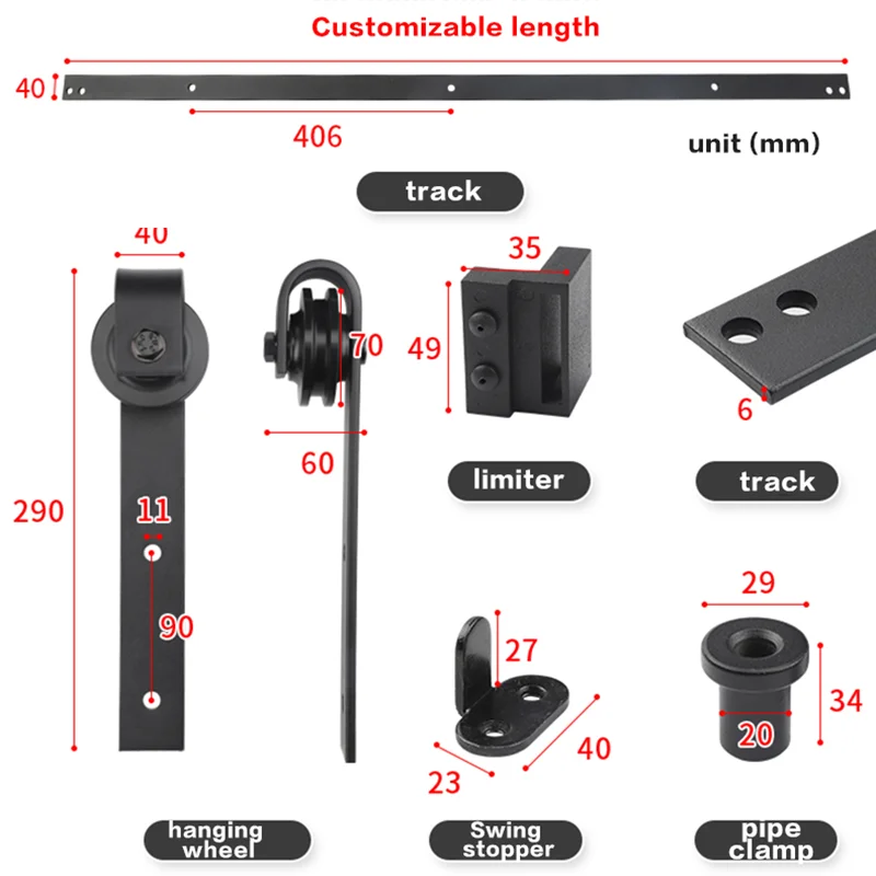 Подвесная направляющая для двери сарая подвесной колесная фурнитура полный