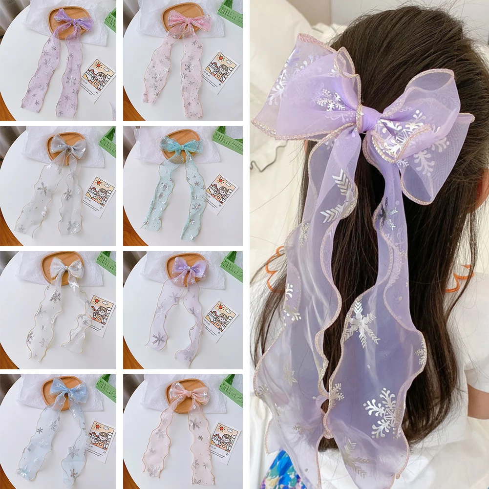 

Girls Bow Hairpin Sweet Barrette Hairgrips Ribbon Hair Bows Clips Duckbilled Hairpin Vintage Bowknot Side Hairpin
