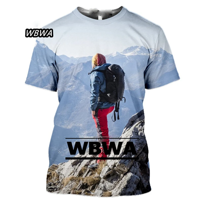

Hot Selling Outdoor Sports Mountaineering Climbing 3D Printed Men's and Women's Universal T-shirt Short Sleeve Loose Casual Top