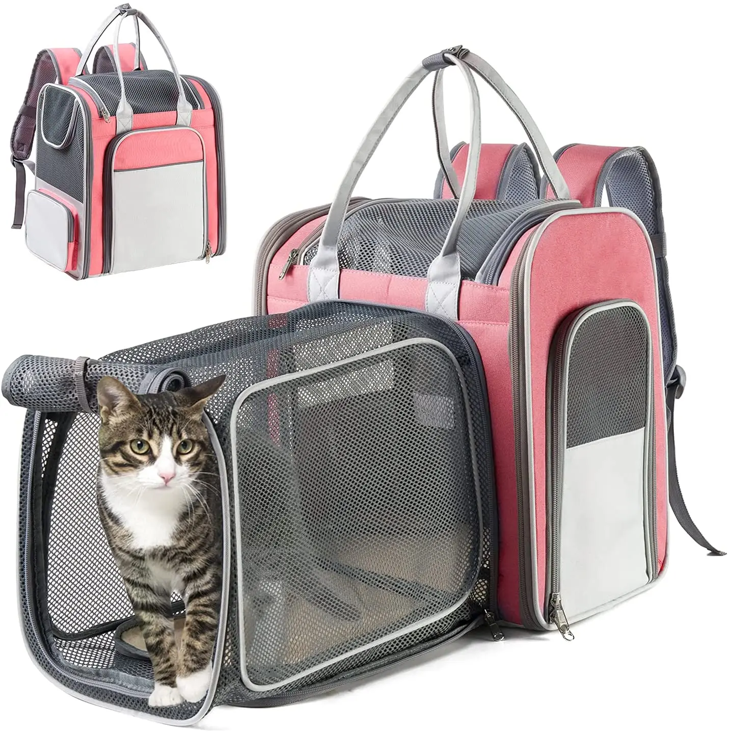 

ATUBAN Pets Backpack - for Small Dogs Mesh Expandable Cat Carrier Backpacks , Cat Carrying Backpack for Traveling, Breathable