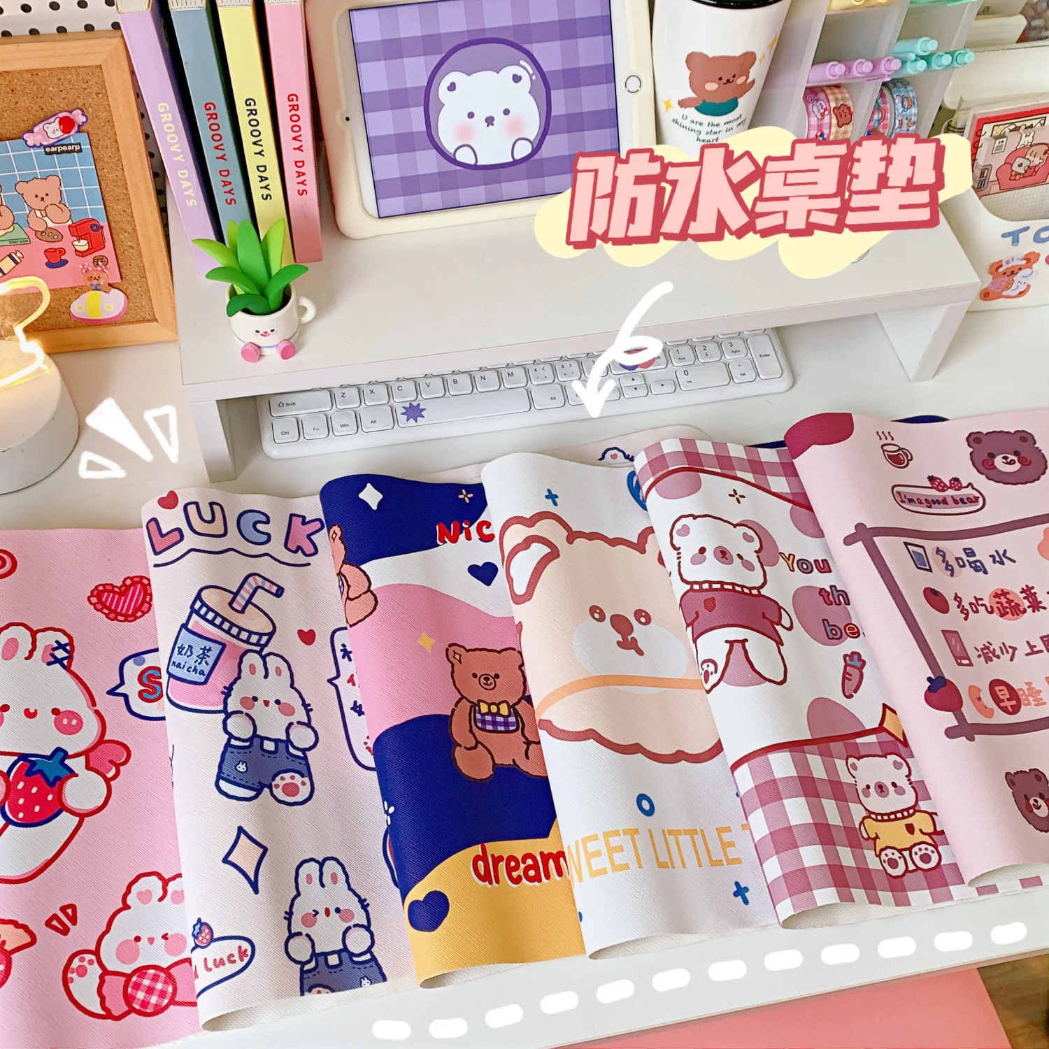 

NEW Kawaii Large Mouse Pad Bunny Desk Mat Table Mat Girls Keypad Mat Students Dormitory Desktop Waterproof Pad Creative Mouse