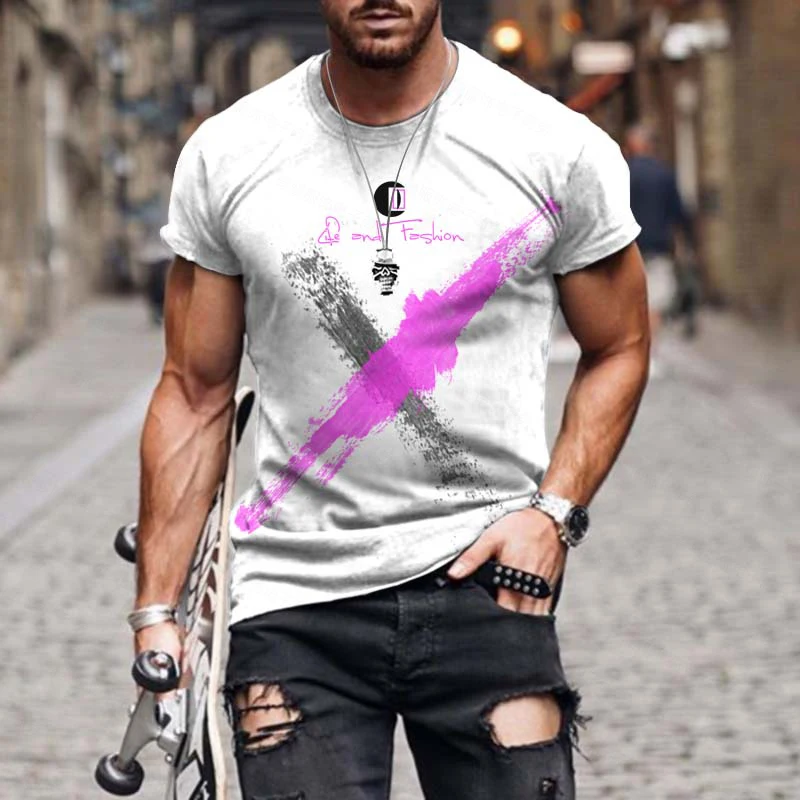 

Colorful Tie Dye Print Men's Short Sleeve T-Shirt High Street Fashion Trend Casual Sports Top Black