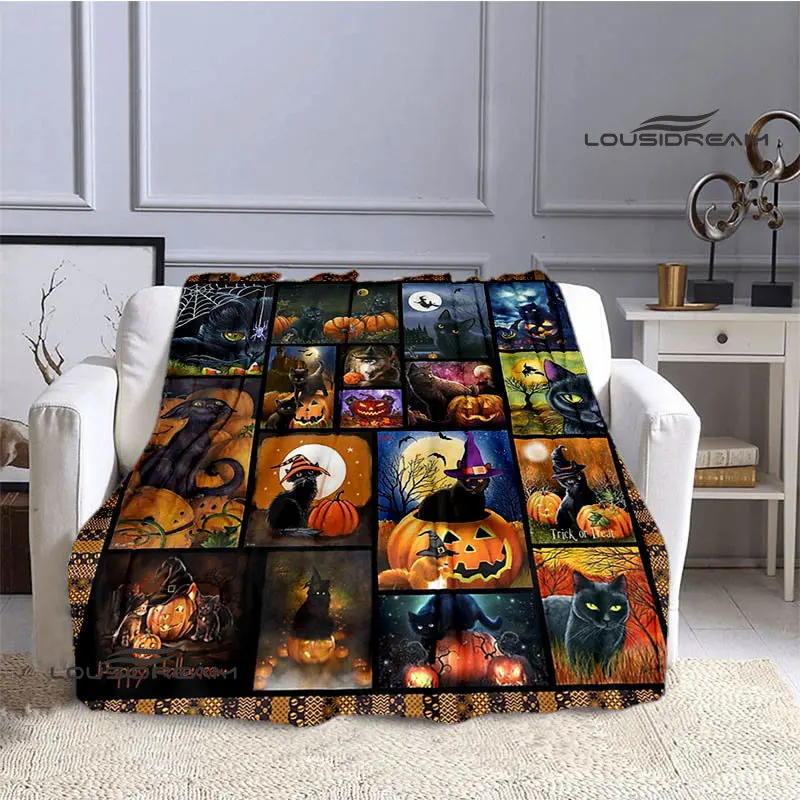 

Одеяло с принтом на Хэллоуин, детское теплое красивое Фланелевое мягкое и удобное домашнее дорожное одеяло, одеяло для кровати в подарок на день рождения