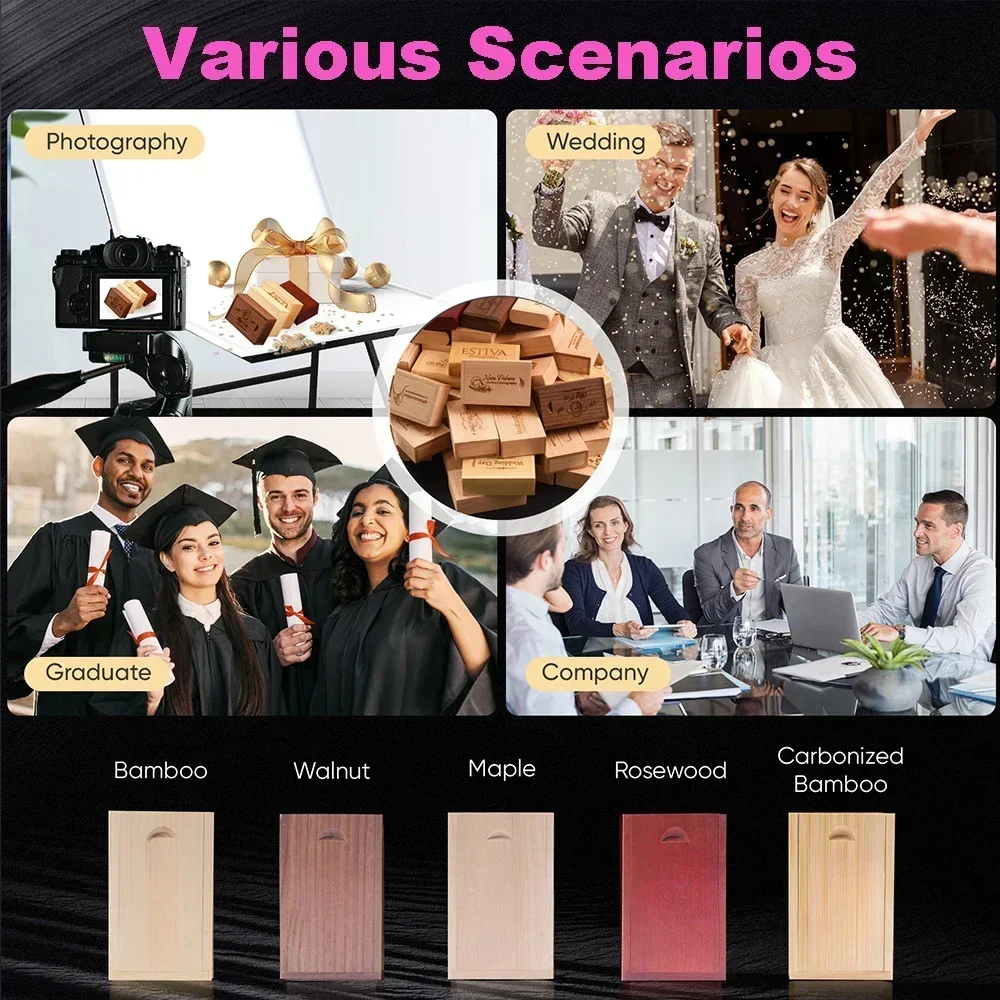 SHANDIAN Деревянный USB-накопитель 128 ГБ Модная подарочная коробка Memory Stick 64 100%