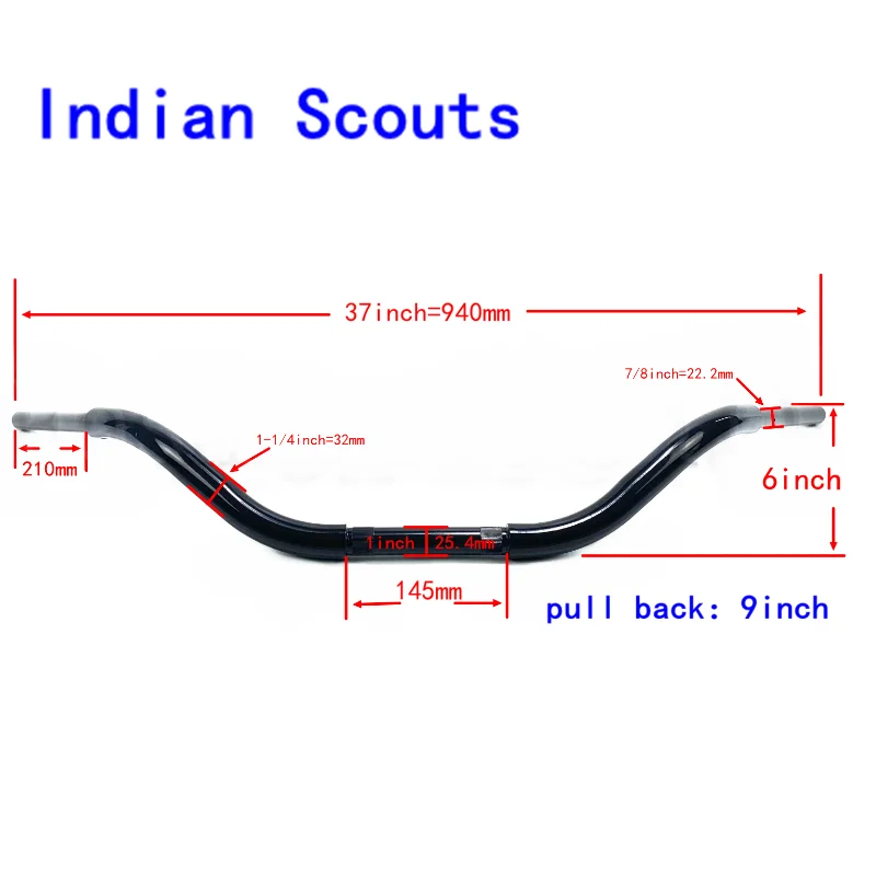 Руль мотоцикла для Indian Scouts Hussar Bobber изготовленный на заказ руль