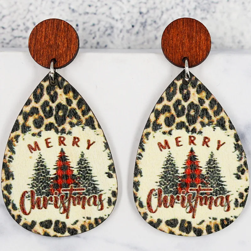 Геометрический круглый деревянный каплевидный Гепард, леопард, Женский Санта-Клаус, рождественские праздничные украшения, подарки