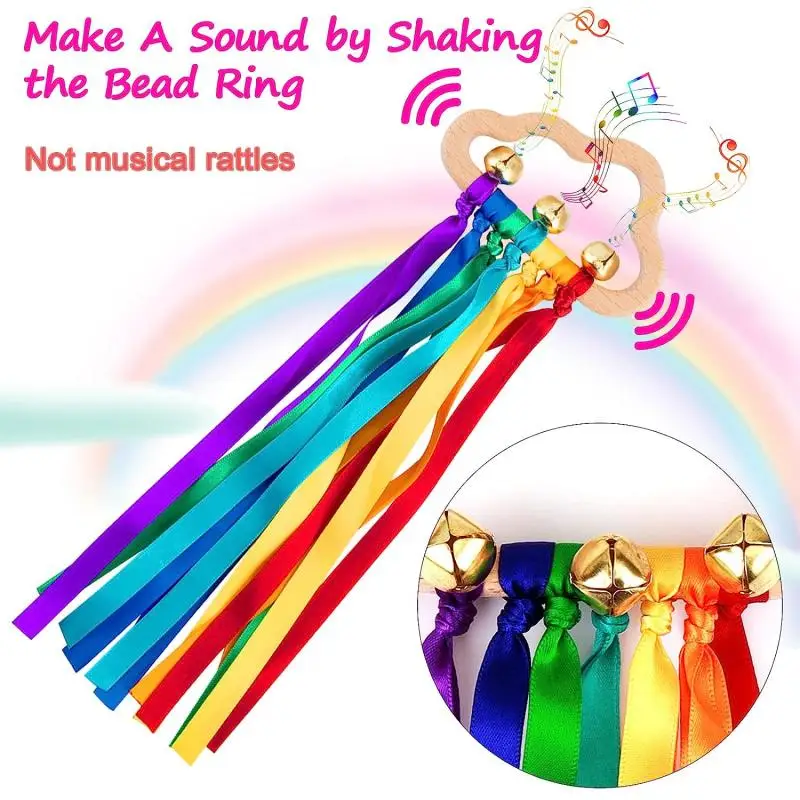 

7 Style Montessori Style Sensory Toy BPA-free Non-toxic Baby Ribbon Ring Newborns Upwards Develop Colour Recognition Sensory Toy