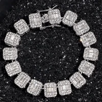 new bling pave crystal square baguette tennis bracelets for women hip hop iced out cuban link chain bracelet luxury jewelry gift