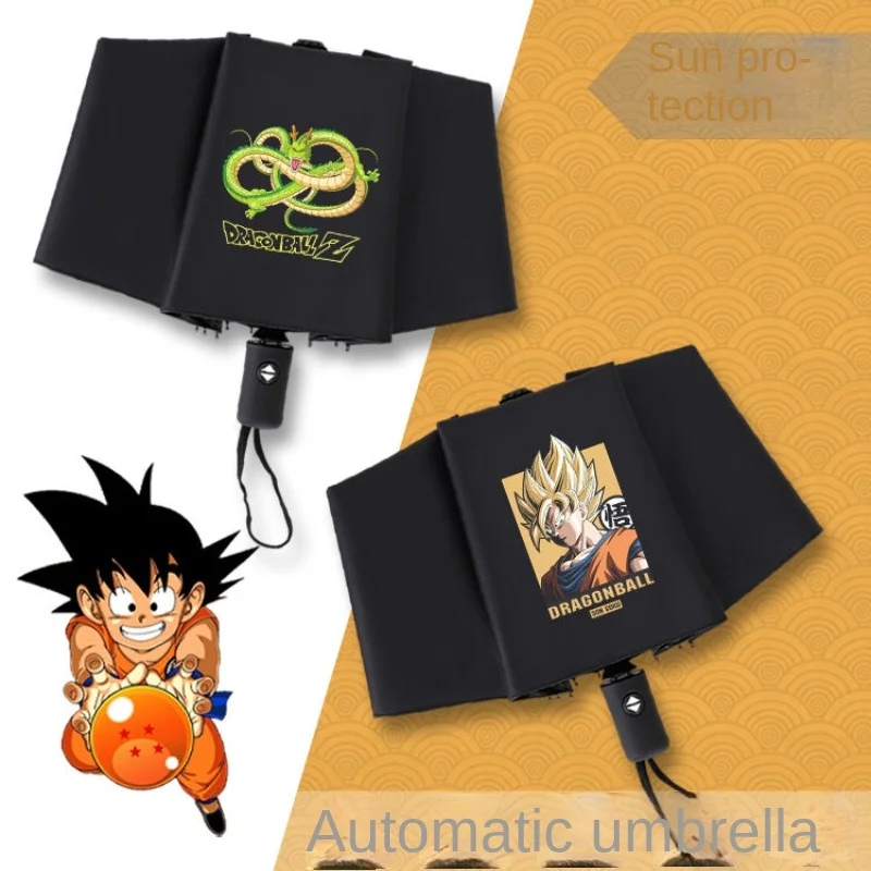 

Fully Automatic Folding Umbrella Dragon Sun Goku Anime Personal Black Coating Anti-UV Sun Umbrella Rain Windproof Gifts