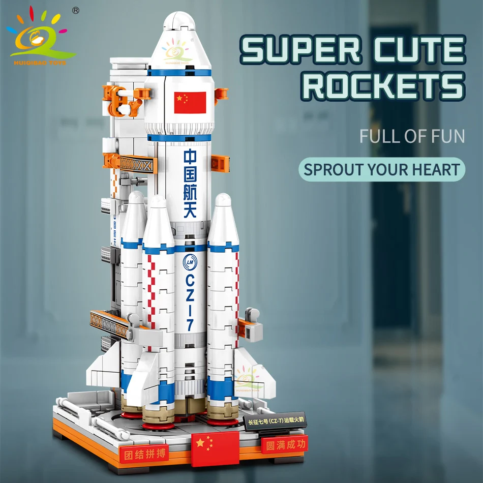 

HUIQIBAO 382PCS Space Aviation Manned Rocket Building Blocks 2 Astronaut Figure City Aerospace Model Bricks Toys For Children
