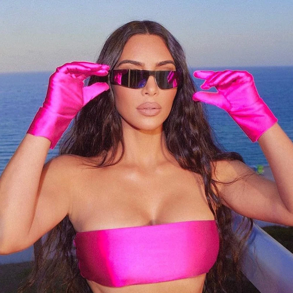 

Oversized Rimless Sunglasses Women Once Piece Punk Sports Sun Glasses Men Mirror Shades Anit-UV Colorful Fashion Eyewear