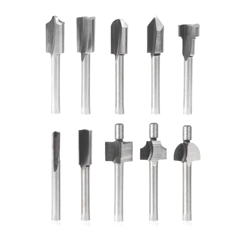 

10pcs 1/8" 3mm Shank HSS Router Bits Carbide Engraving Milling Trimming Bit Set