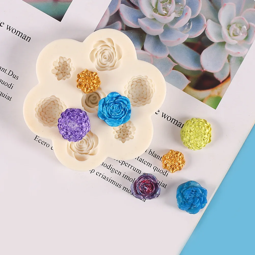 

7 Cavity Rose Flower Silicone Mold Fondant Mold Ice Cube Candy Chocolate Cake Cookie Cupcake Baking Soap Mould,Soap,Polymer Clay