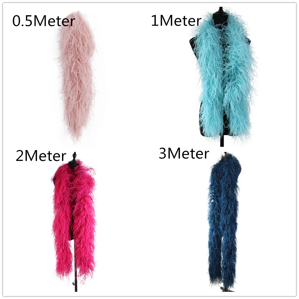 

0.5 1 2 3 Meters Ostrich Feather Boa 10Ply Fluffy Ostrich feathers Shawl for Craft Wedding Clothing Sewing Trimming Customized