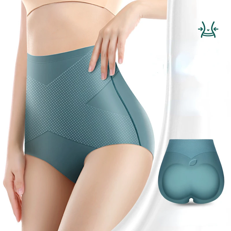 Бесшовные женские трусики из ледяного шелка с высокой талией плоской прочные