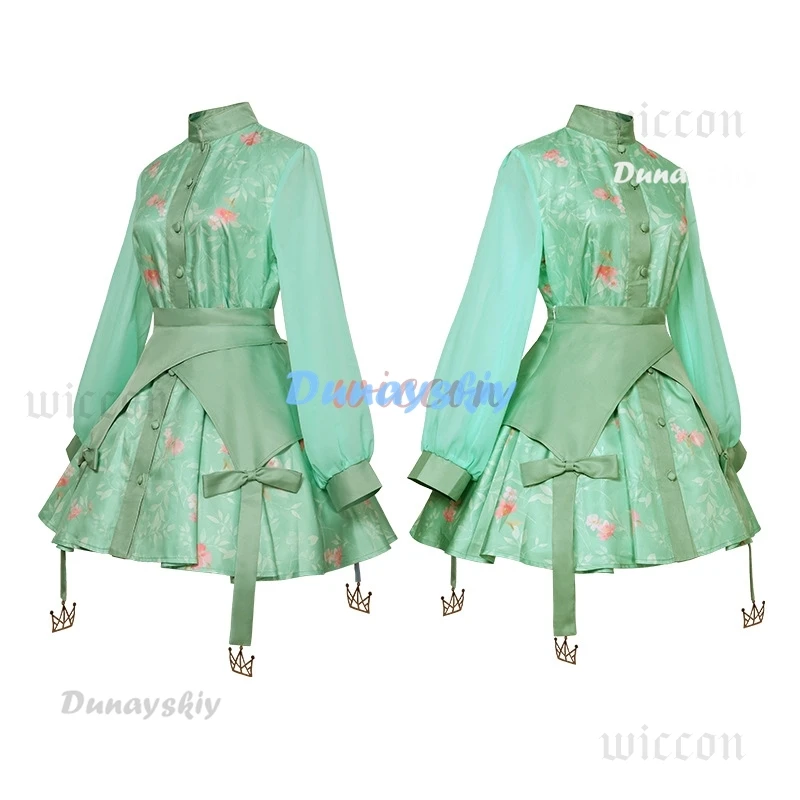 Аниме игровой проект Sekai PJSK Kusanagi Nene Otori Emu косплей костюм зеленое платье на