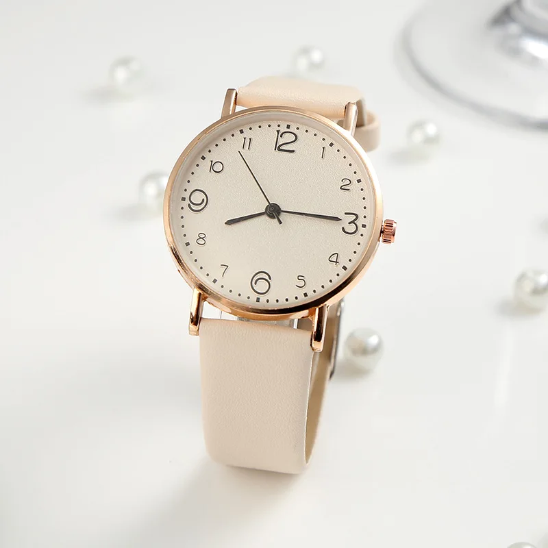 2023 New Hot Casual Simple Digital Women's Quartz Leather Watch Fashionable and Exquisite Gift for Girlfriend
