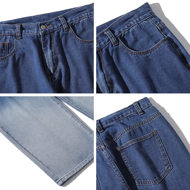 Blue Black Baggy Jeans Men Fashion Harajuku Gradient Straight Jeans Men Streetwear Hip-hop Loose Denim Pants Mens Trousers S-2XL