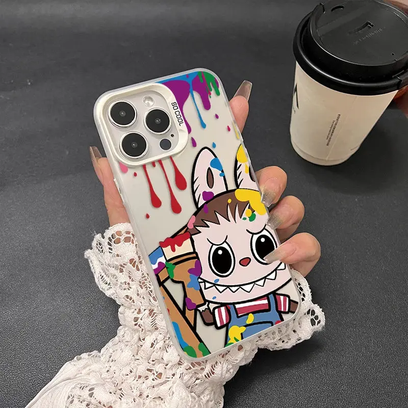 Cartoon Labubu Couples Phone Case for OPPO A16 A17 A18 A31 A37 A38 A55 A57 A58 A74 A76 A78 A94 A98 4G 5G Matte Shockproof Back