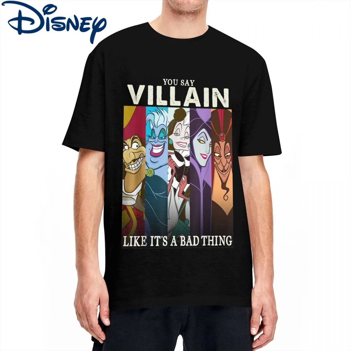 

Футболки для мужчин и женщин Disney Villains, Модная хлопковая футболка с круглым вырезом, разноцветная футболка с рисунком юмора, одежда с короткими рукавами